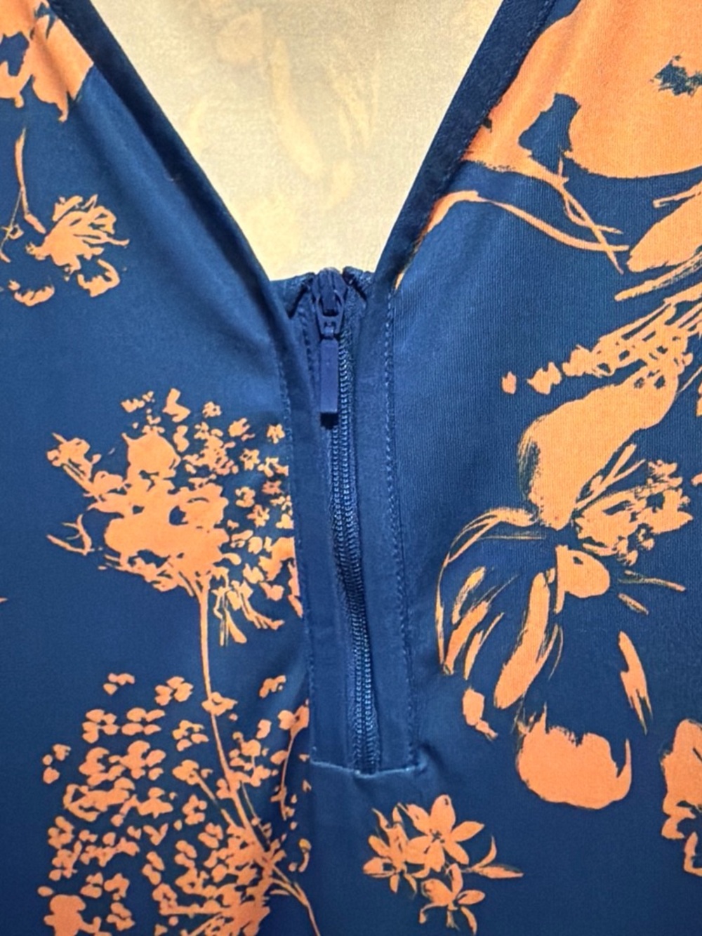 J. Jill Scoop Neck Zip Racerback Dress XL  Blue Floral Beach Athleisure Resort - Picture 10 of 10